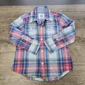 Mini Boden Plaid Button Up Shirt Size 3-4Y Pastel Spring Easter Family Photos